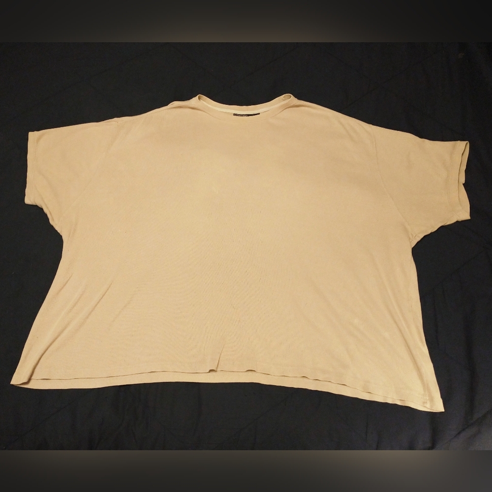 Route 66 Vintage Casual Relaxed Tan/Beige Short Sleeve Dress Shirt Plus Size 4XL